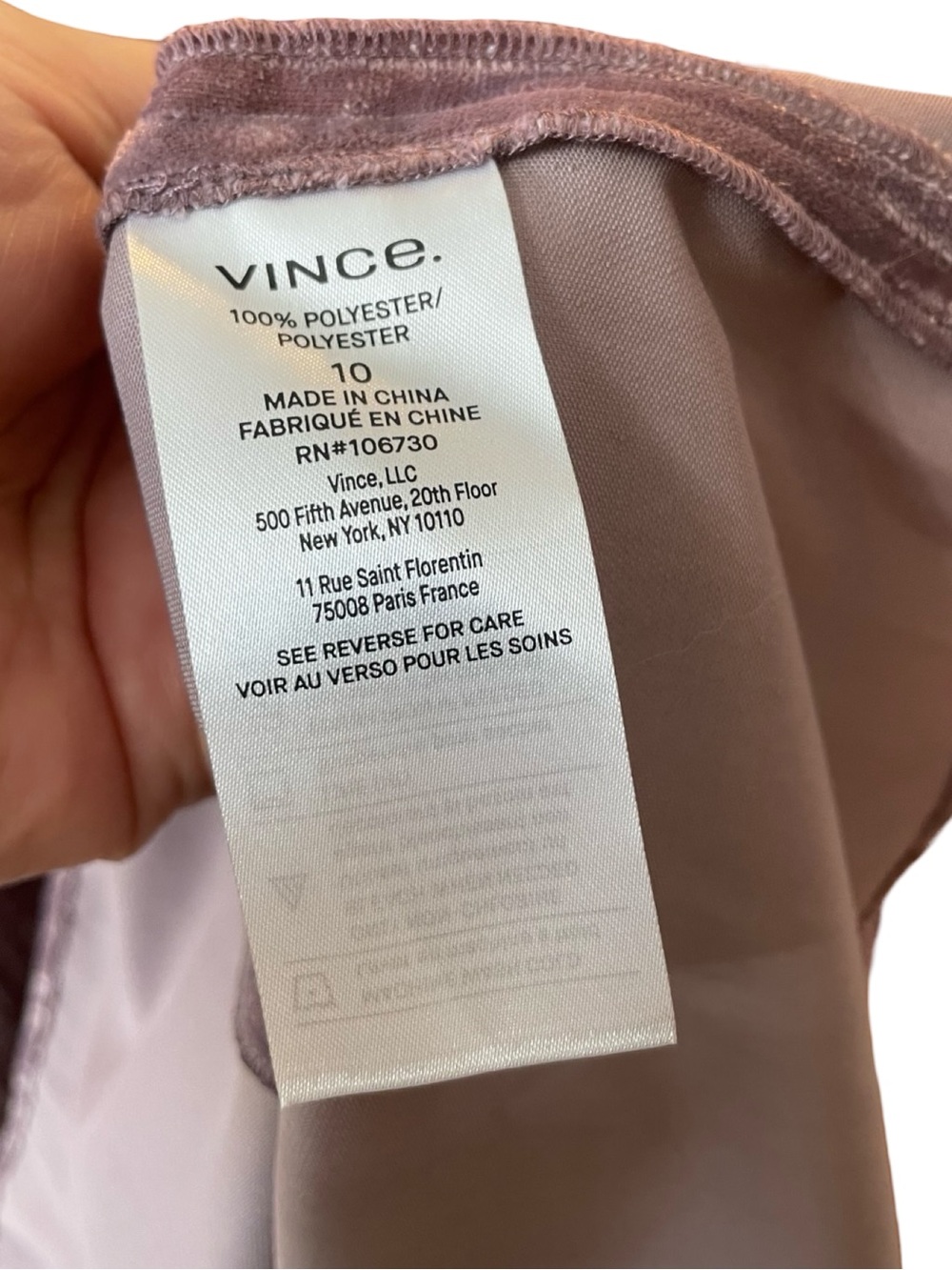VINCE Pintuck Paneled V-Neck Dress New With Tags Mauve Velvet - Picture 11 of 14